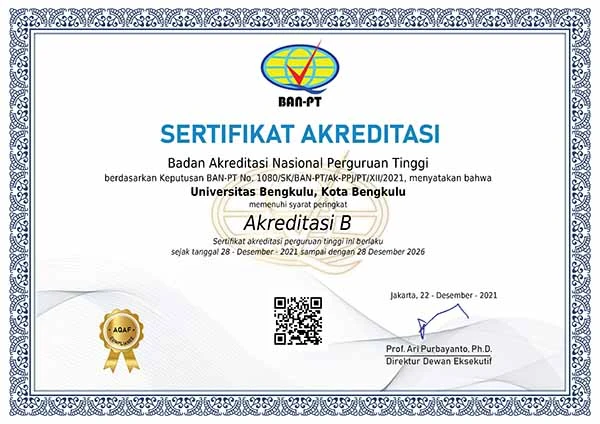 Sertifikat Akreditasi UNIB